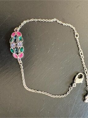 Swarovski Silver Bracelet with Pink, Green & Purple Crystals